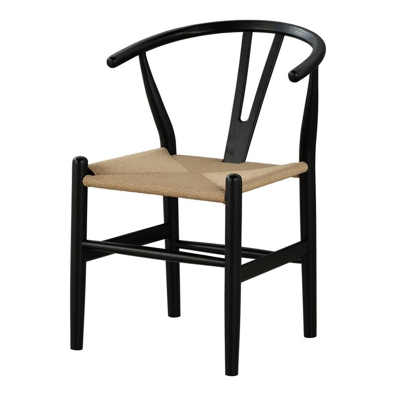 Furniture of America Farre Mid-Century Modern Black Solid Wood Rounded Dining Chairs (Set of 2)