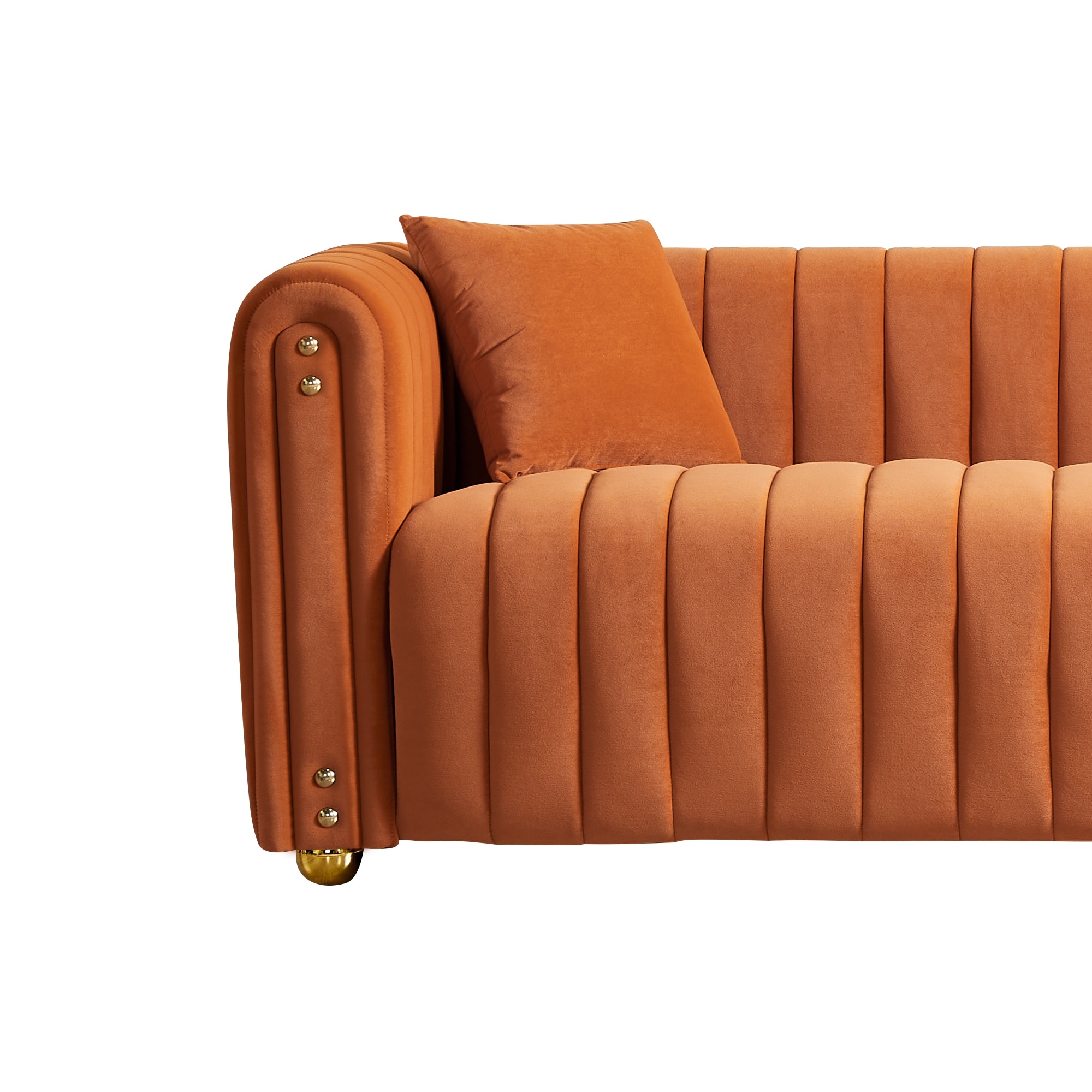 Modern Vertical Channel Tufted Sofa with Nailhead Decorative