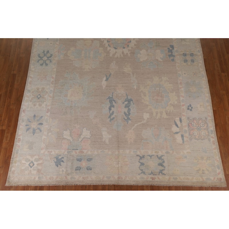 Oushak Turkish Large Area Rug Hand-knotted Floral Wool Carpet - 9'11"x 13'7"