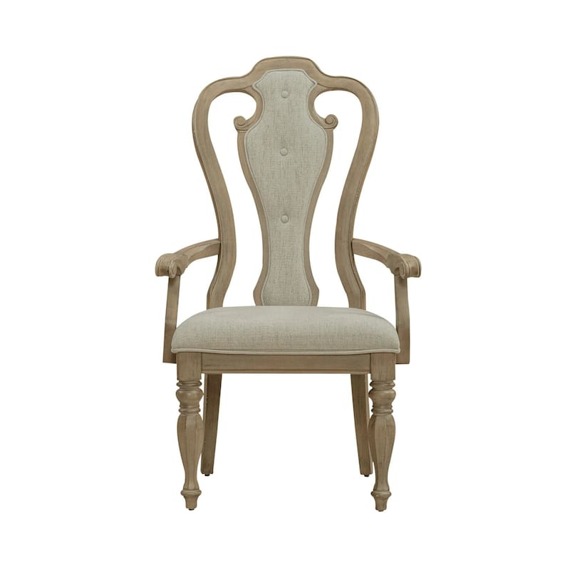 Magnolia Manor Weathered Bisque Splat Back Upholstered Arm Chair (Set of 2)