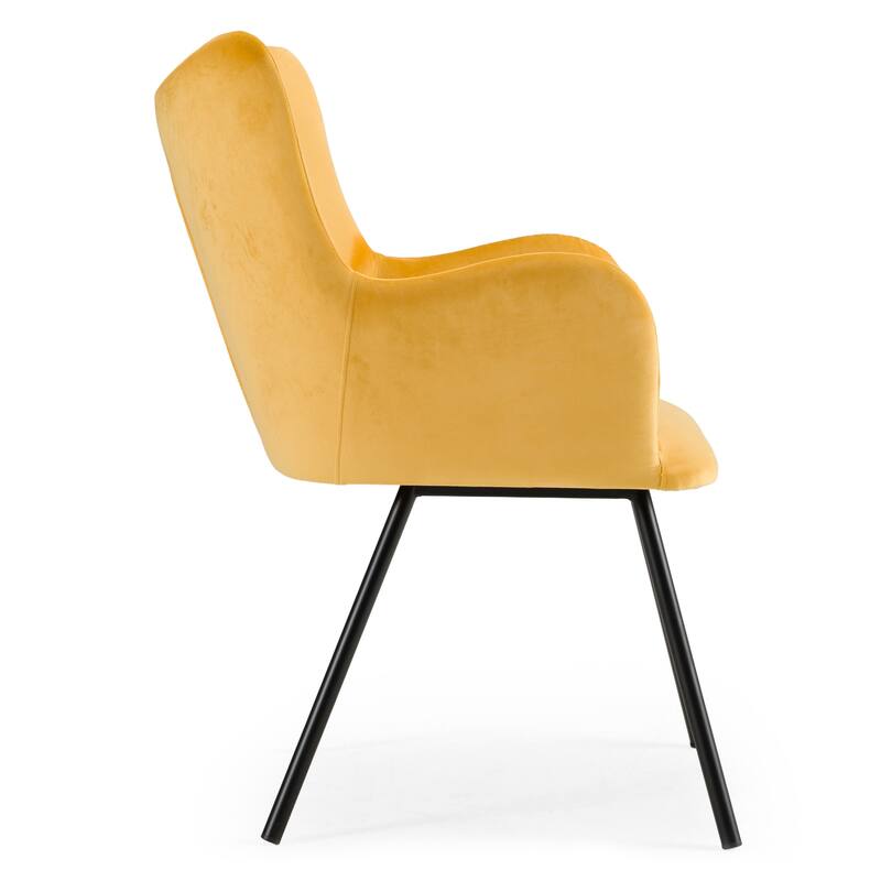 Modrest Barrett Modern Yellow Velvet Dining Chair