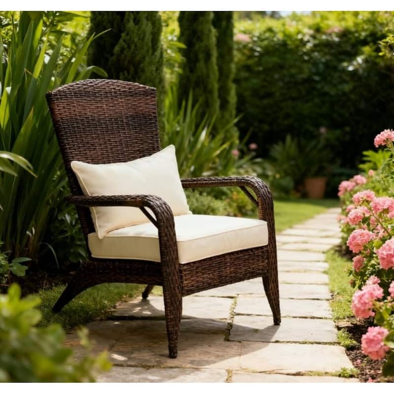 GDFStudio - Bennett Curved Back Patio Lounge Chair with Woven Texture and Cushioned Support - Patio Chair