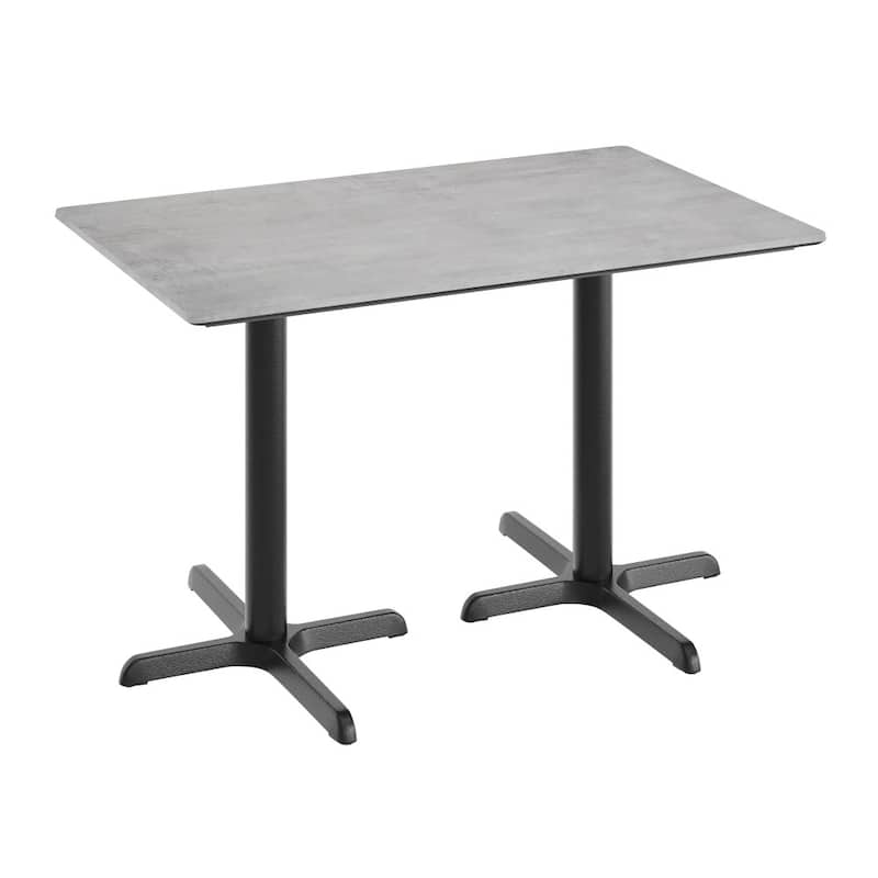 Commercial HPL Tabletop with Table Height Crisscross Base - 48"W x 30"D x 29.5"H - Gray Faux Concrete/Black Base