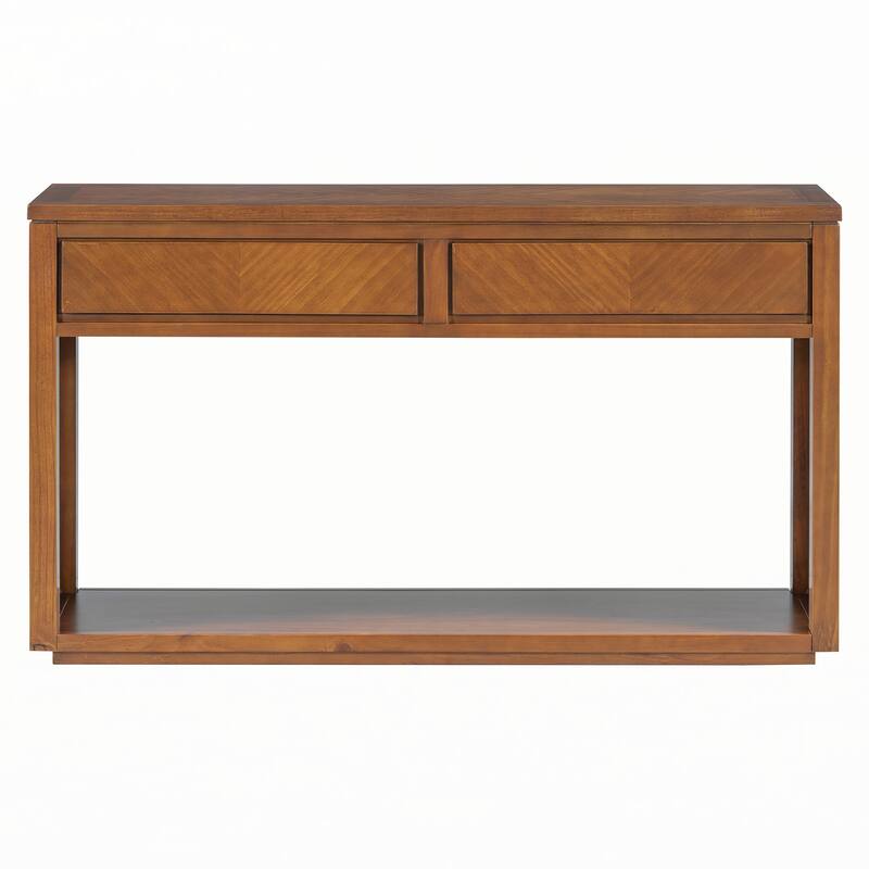 55" Rustic Wooden Entryway Console Table(Honey)