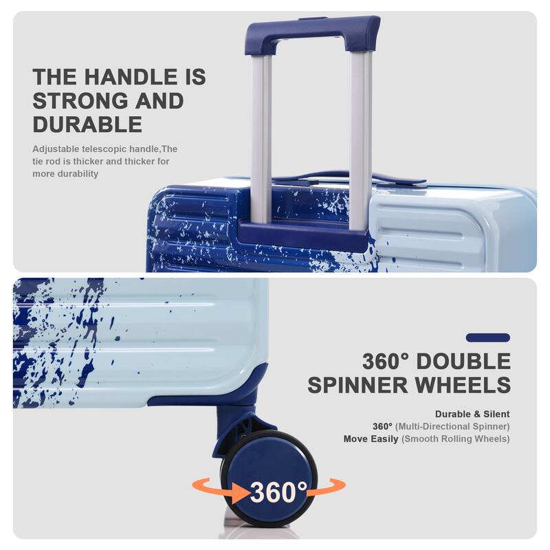 3 Piece Luggage Sets Expandable Suitcases with Front Pocket, TSA Lock USB Interface and Universal Wheel & Cup Holder