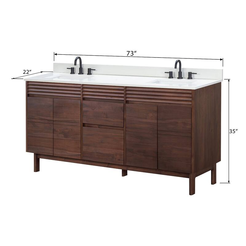 Avanity Carina Bathroom Vanity in Coffee Teak with White Engineered Stone Top