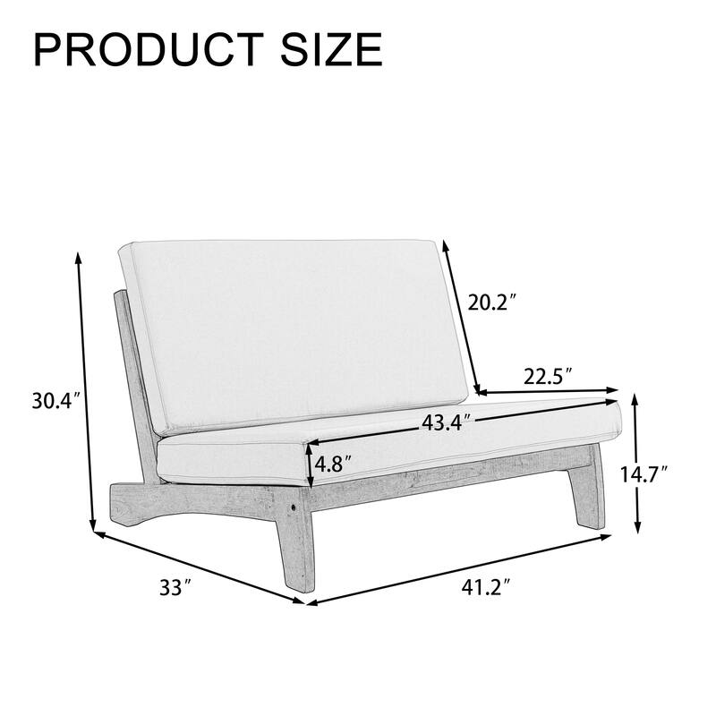 Patio Furniture Outdoor Wood Loveseat Chair Set with Cushion