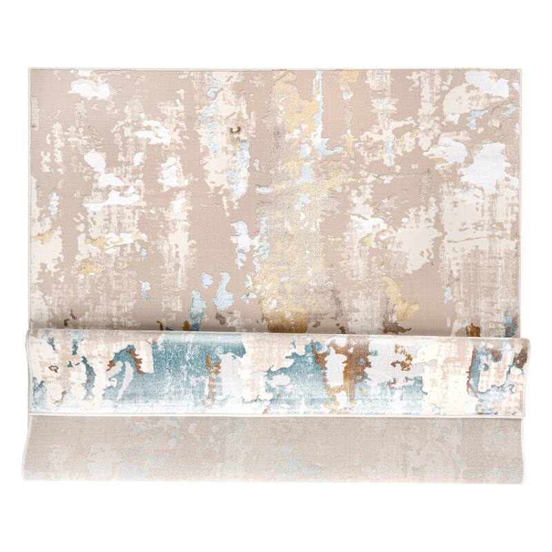 London Collection Cream/ Brown Abstract Area Rug