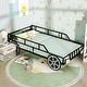 preview thumbnail 2 of 2, Black Metal Twin Car Bed Frame with Guardrails and Underbed Storage Space
