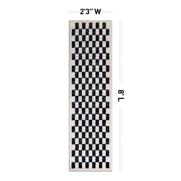 dimension image slide 4 of 14, Contemporary Checkered Area Rug