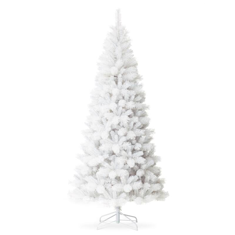 Glitzhome 8ft/10ft Pre-Lit Deluxe White Pine Slim Christmas Tree with Remote Controller