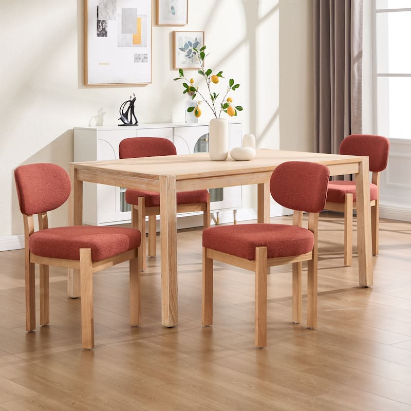 Wooden Dining Chairs Set of 2, Modern Fabric Upholstered Dining Room Chair Kitchen Chairs, Farmhouse Dinner Chair for Kitchen