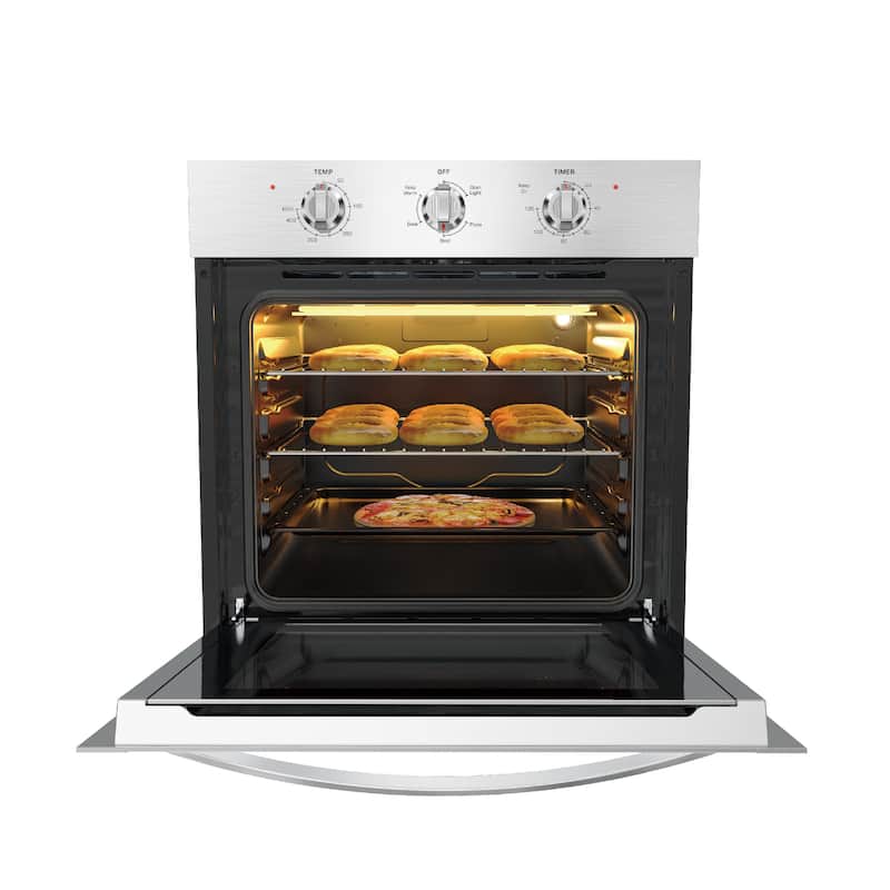 Empava 24 inch Electric Single Wall Oven, Stainless Steel Built-in Wall Oven, Mechanical Knobs Control - 24-inch