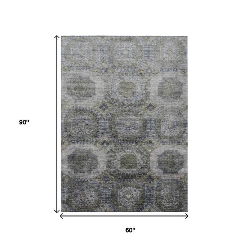 HomeRoots Medallion Transitional Rectangle Outdoor Rug