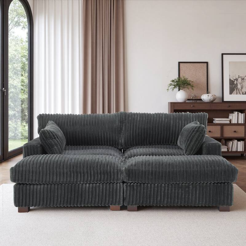 Modren Plush Oversized Modular Sectional Sofa Set with Chaise&Ottoman.