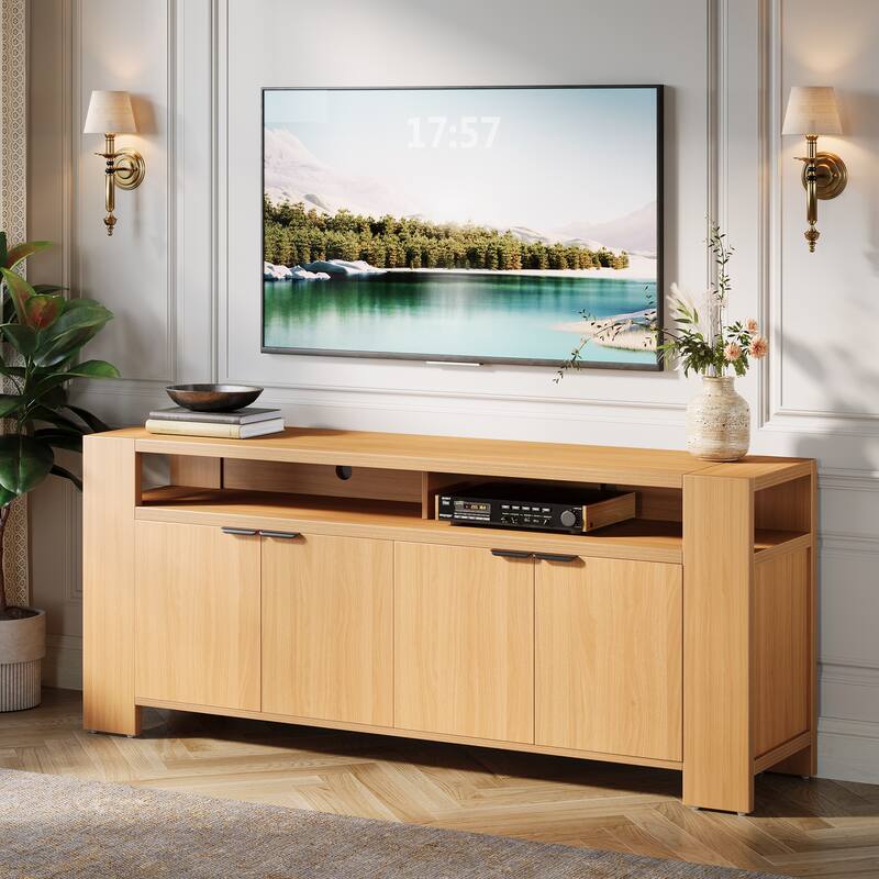 Industrial 67'' TV Stand with Adjustable Shelves & Cable Management - Brown