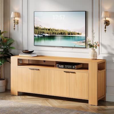 Modern TV Stand for 75-Inch TV, 27.6" Tall Entertainment Center with Storage