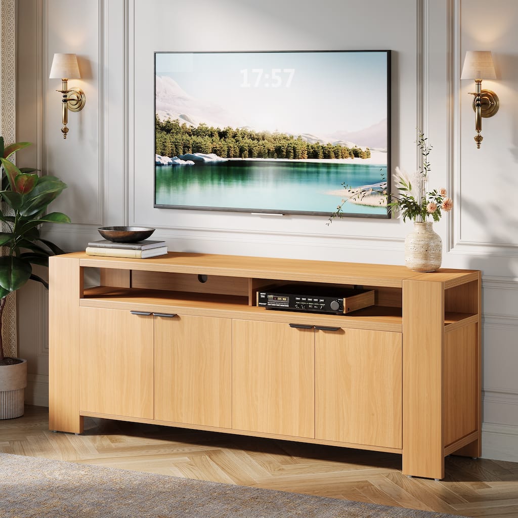 Modern TV Stand for 75-Inch TV, 27.6" Tall Entertainment Center with Storage