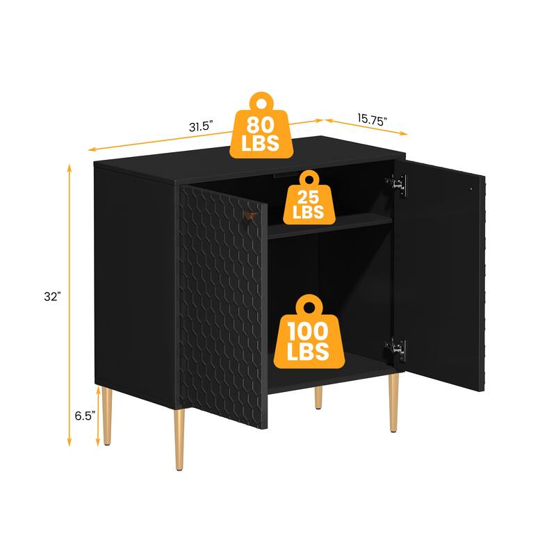Hexagonal Pattern 2-door Storage Cabinet Buffet Cabinet Sideboard