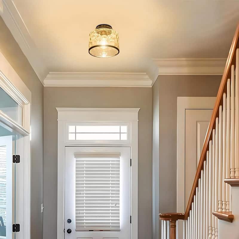 Mid century kitchen flush black Crystal ceiling mount glass, metal modern bright ceiling lights - N/A