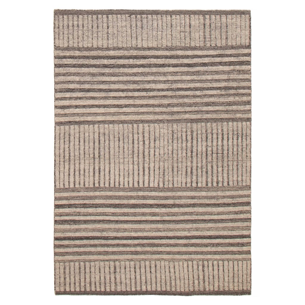 ECARPETGALLERY Hand-knotted Tangier Grey Wool Rug - 5'3 x 7'9
