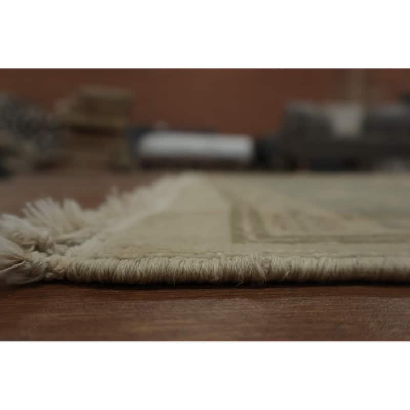 Hand Knotted Oriental 100% Wool Carpet Traditional All-Over Beige & Ivories Ziegler Area Rug - 9' 5'' X 7' 8''