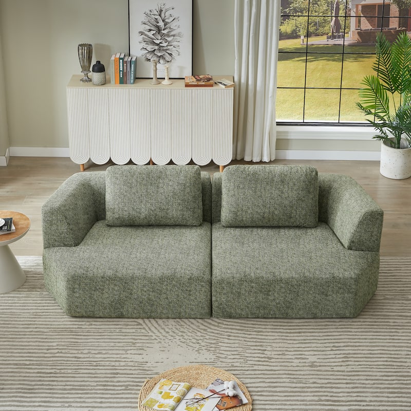 Oversized Chenille Loveseat Sofa 98 inch Compressed Couch, No Assembly