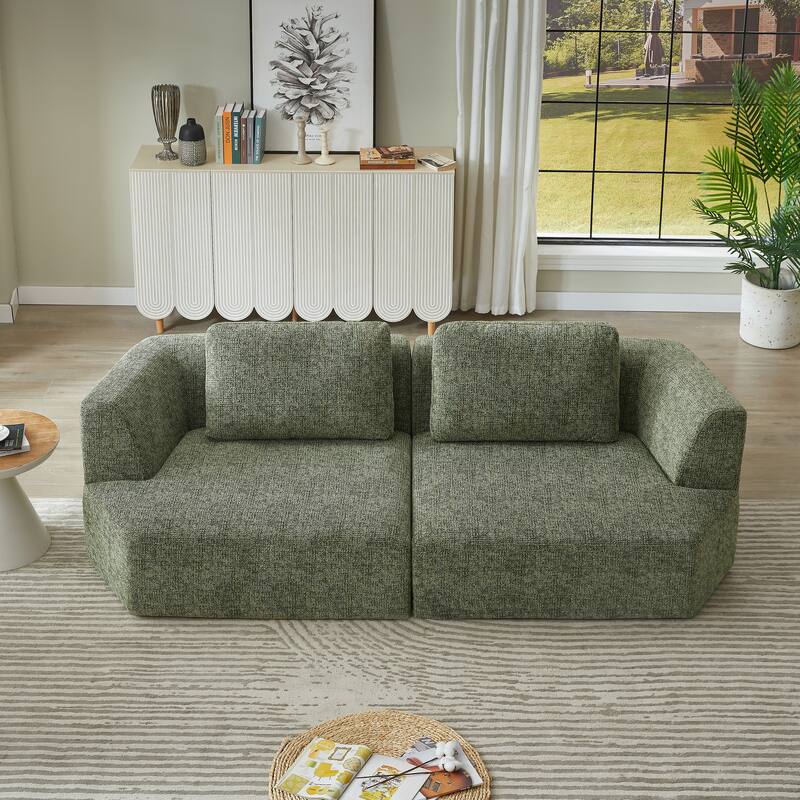Roomfitters Oversized 3-Seater Sofa with Soft Chenille Upholstery, No Assembly Space-Saving Design for Living Room or Apartment - Green