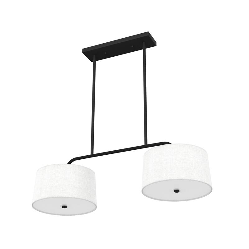 Hunter Cottage Hill Linear Chandelier - Dining Room, Kitchen Island - Modern, Transitional - Fabric Shades