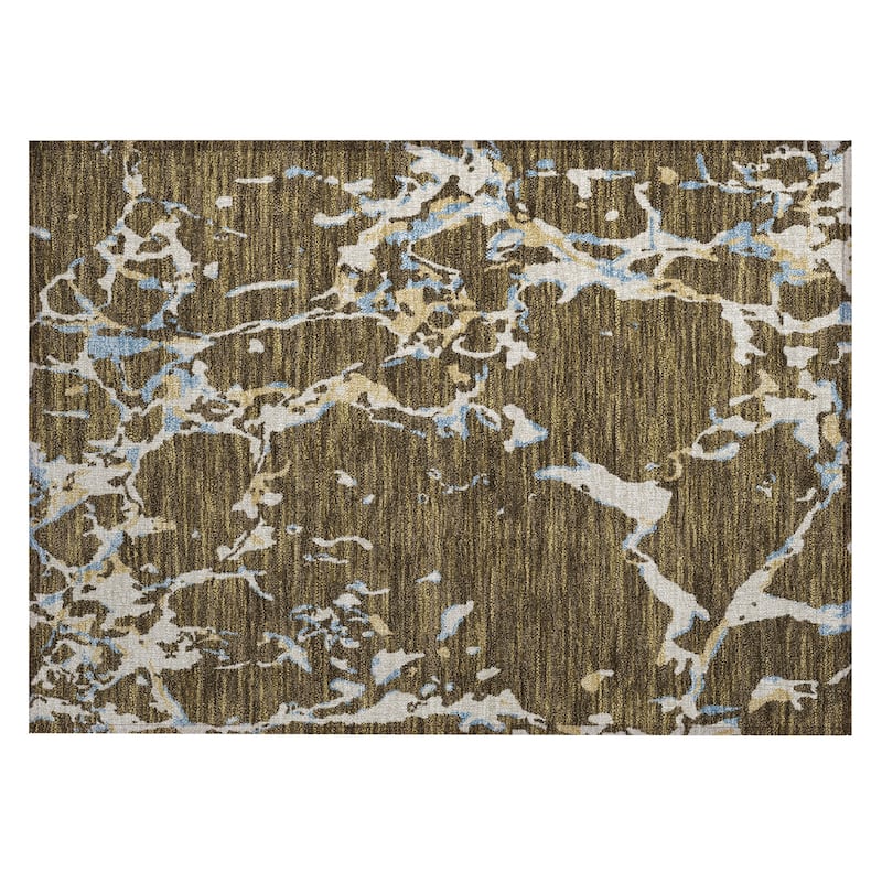 Machine Washable Indoor/ Outdoor Abstract Camo Chantille Rug