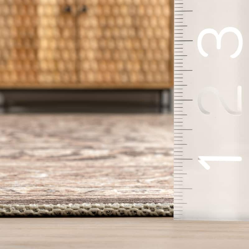 Nuloom Cerise Floral Faded SplashGuard Machine Washable Area Rug