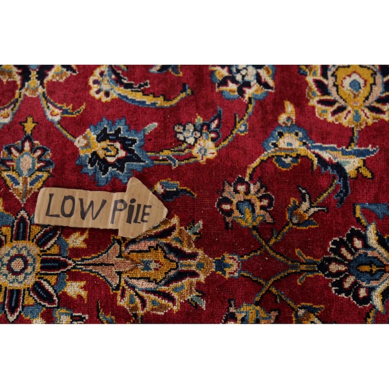 Vegetable Dye Red Kashan Persian Vintage Rug Hand-Knotted Wool Carpet - 9'8"x 12'3"