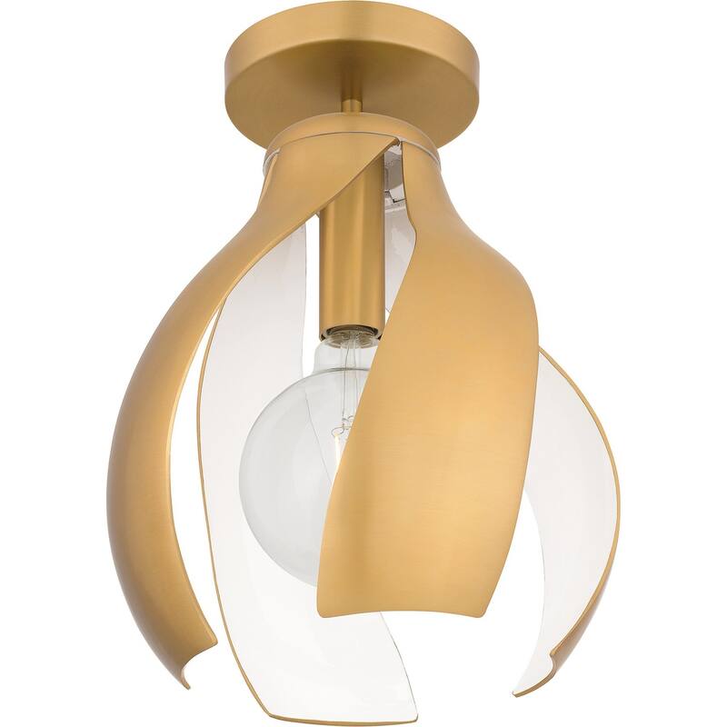 Brushed Weathered Brass One Light Semi Flush Mount from the Quoizel Semi-Flush Mount Collection