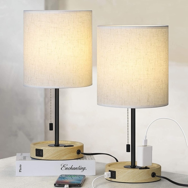 Nightstand Lamp with Dual USB Charging Port and 2 Prong AC Outlet 1 Pcs
