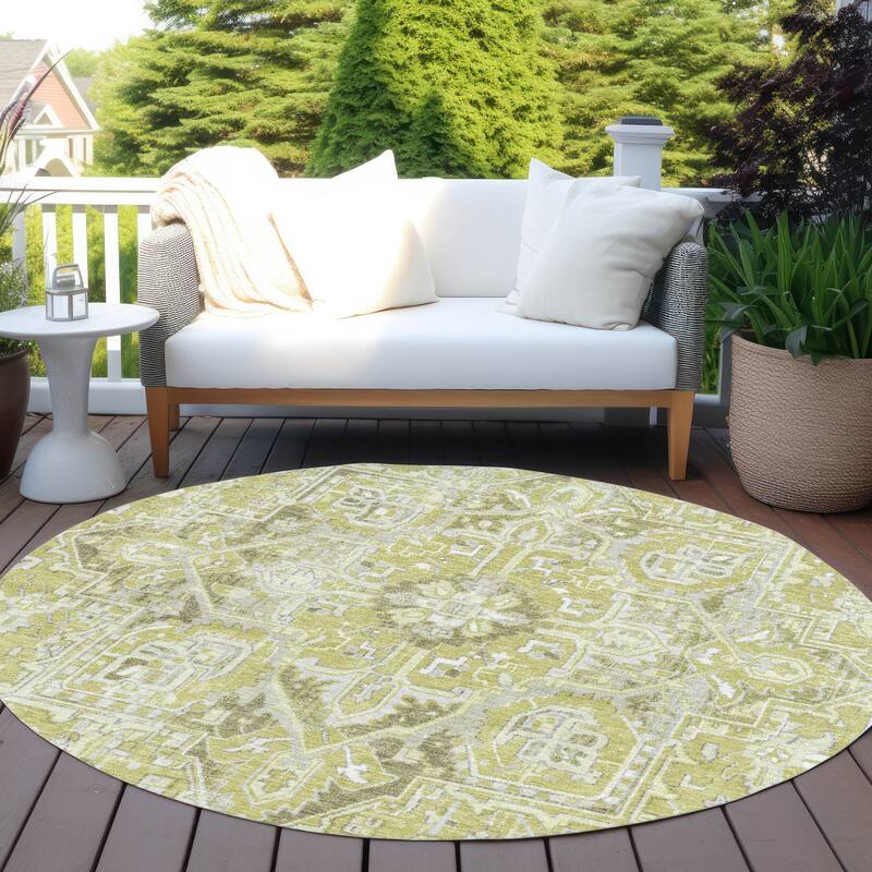 Machine Washable Indoor/ Outdoor Traditional Boho Chantille Rug