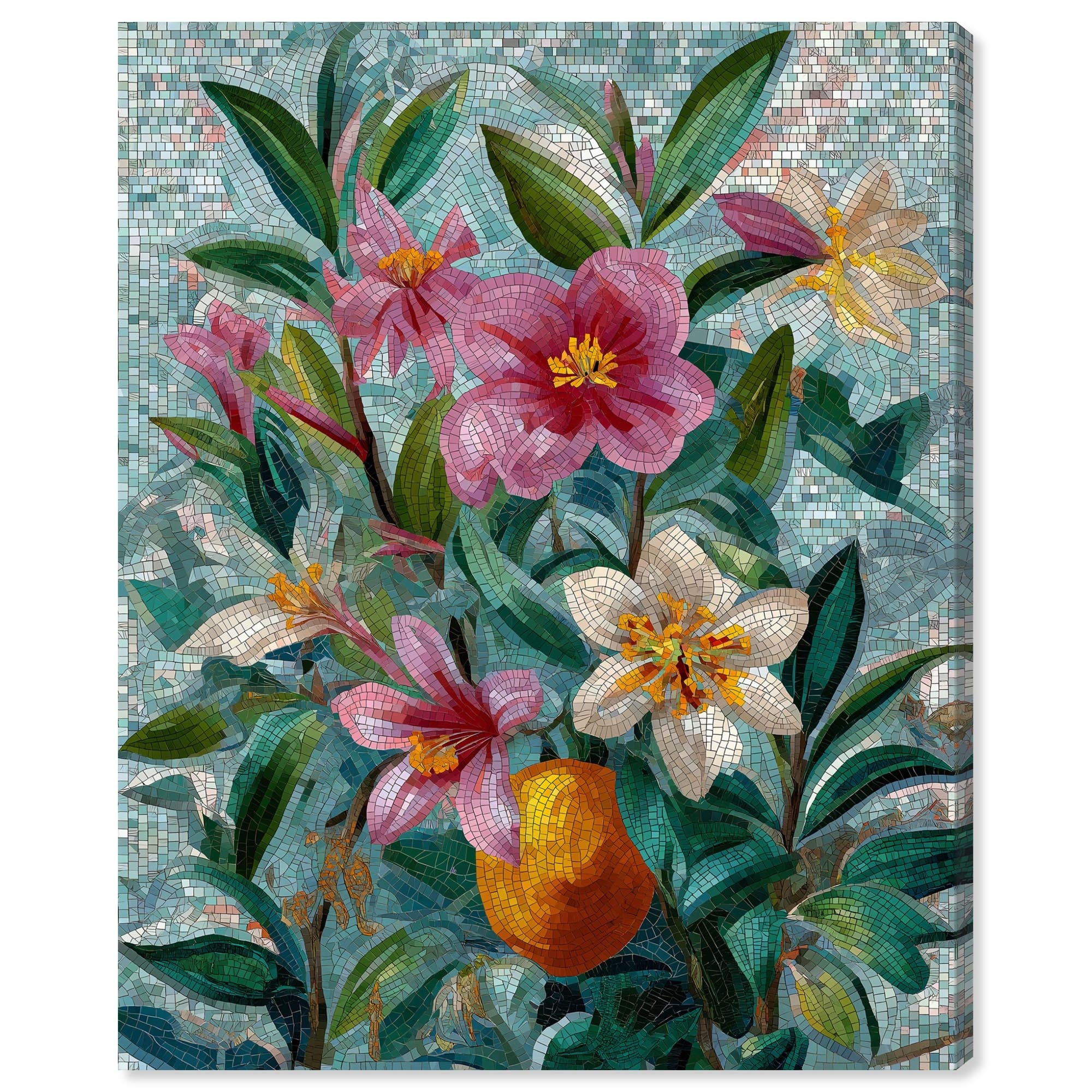 Tiled Garden I Floral Decor Canvas Print by Art Remedy