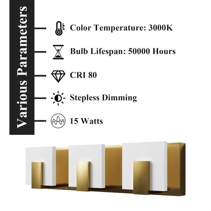 ExBrite Modern Style 3-Light LED-Integrated Bathroom Vanity Light