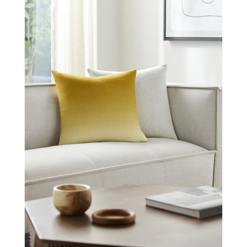 Nadine Bohemian Solid Color Cotton Linen Throw Pillow - 20"L x 20"W - Feather Down - Yellow