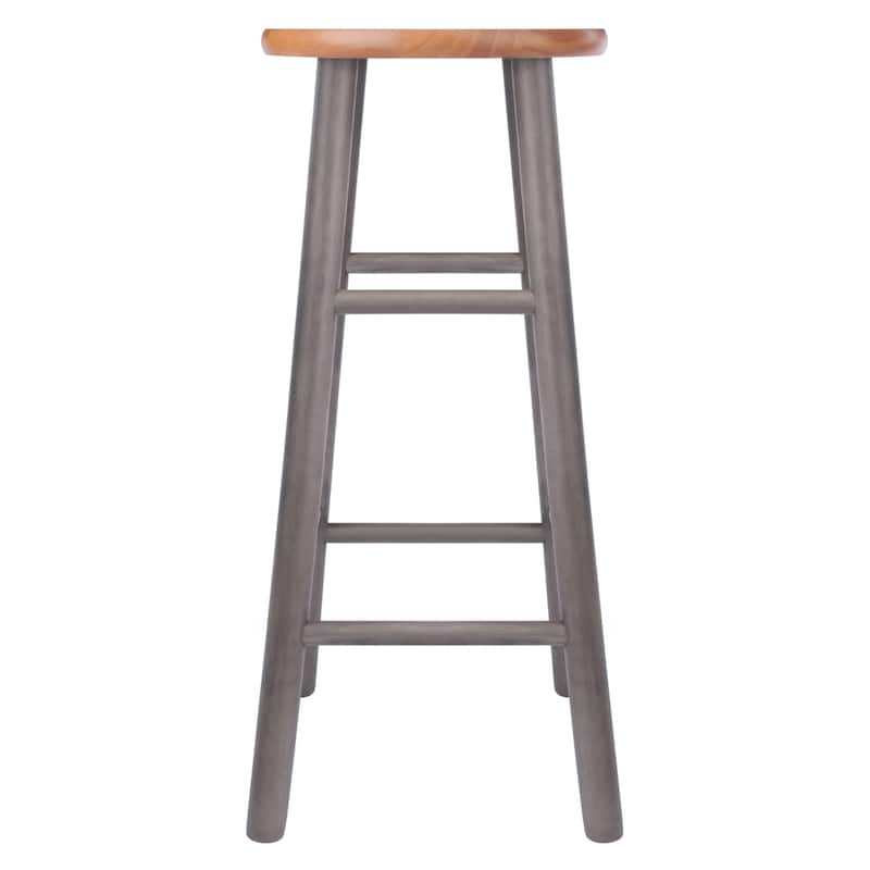 2 Piece Gray and Brown Round Bar Stools 29.25"