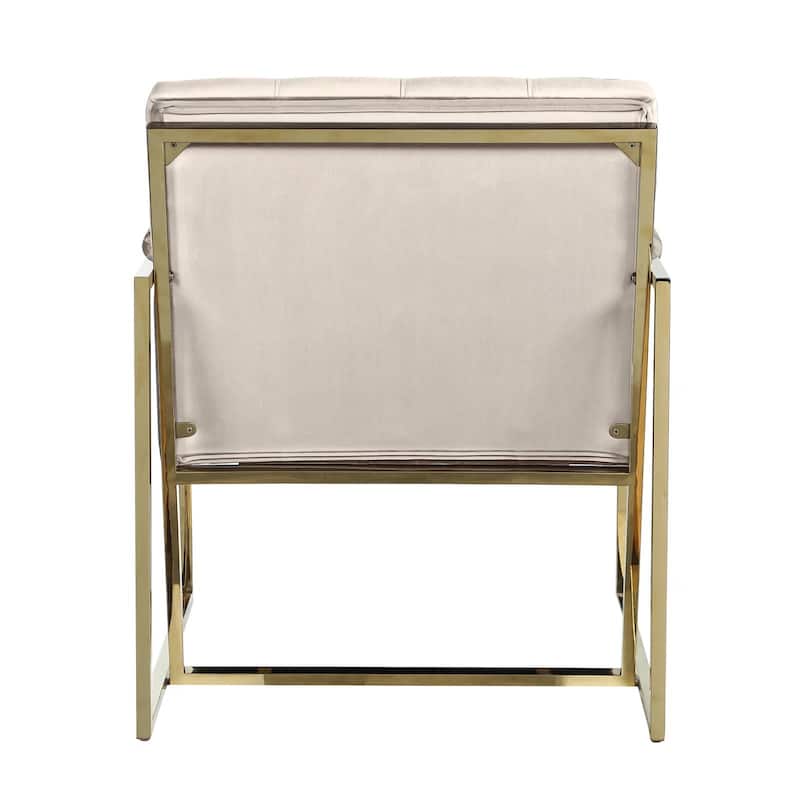 Morden Fort Accent Chair, Modern Armchair with Golden Metal Frame