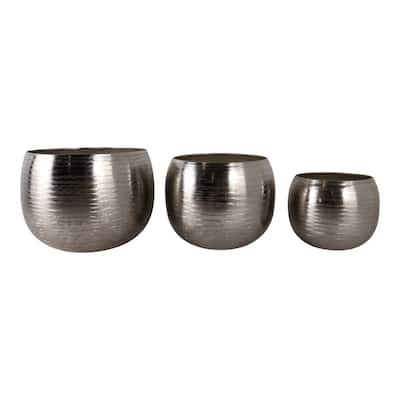 Metal Modern Decorative Planters Garden or Indoor Display (Set of 3) - 14" x 14" x 11"