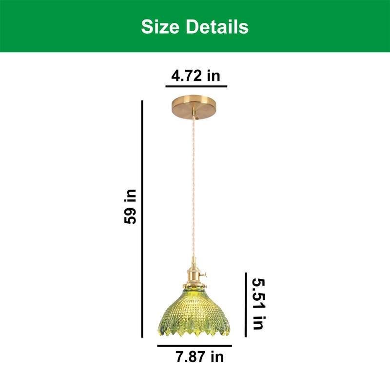 7.8 INCH vintage light fixtures Bell green pendant lights glass kitchen island lights