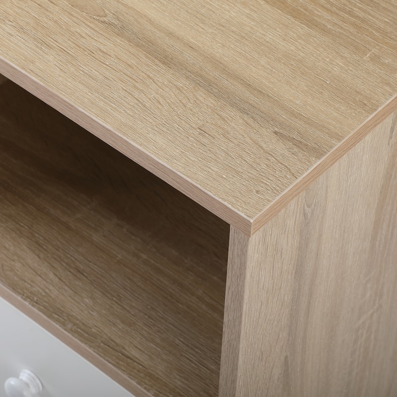 Wood Nightstand with Drawer and Shelf Set of 2