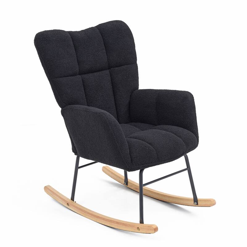 Polyester Rocking Chair with High Backrest and Padded Seat