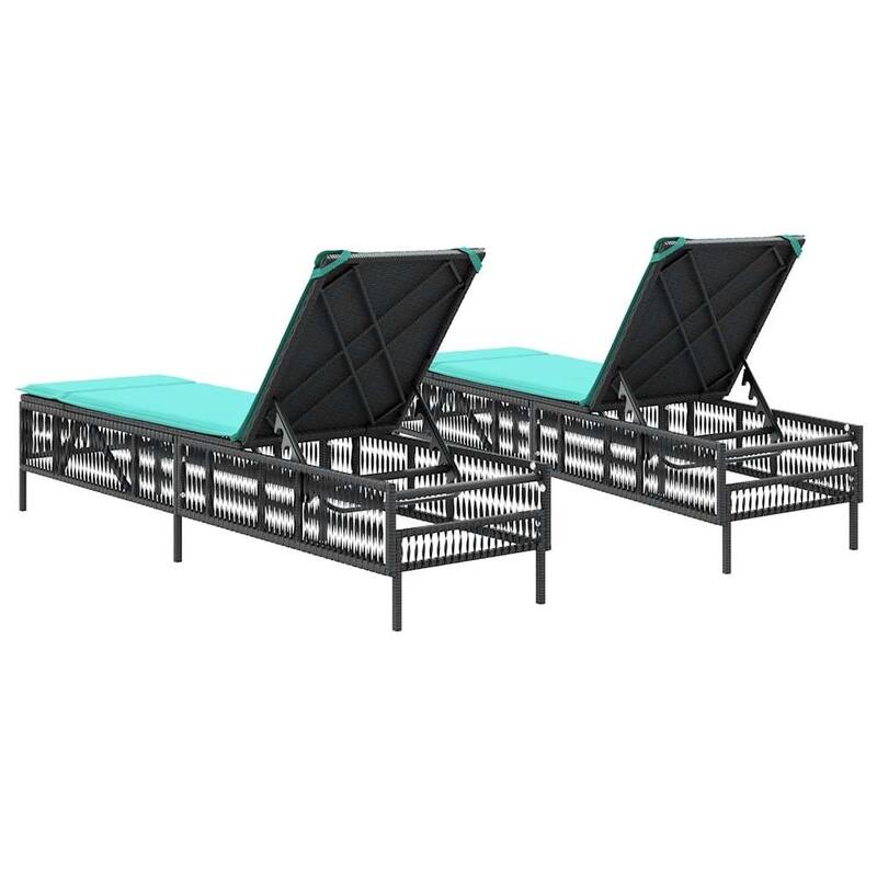 vidaXL Sun Loungers with Cushions Outdoor Chaise Lounge 2 Pcs Poly Rattan