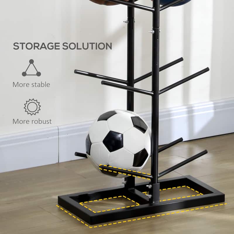 Soozier Ball Storage Rack, Vertical Basketball Rack, Steel Ball Holder Organizer for Gym Garage Classroom, 12-Ball Capacity