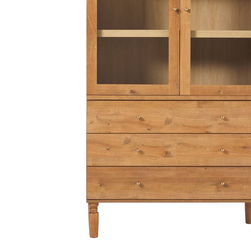 Walker Edison Modern Arched MDF Bookshelf Cabinet with Glass Doors