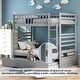 preview thumbnail 6 of 7, Gray Pine Wood Twin Bunk Beds, Movable Trundle, Guardrails, Ladder, Versatile 2-in-1 Design