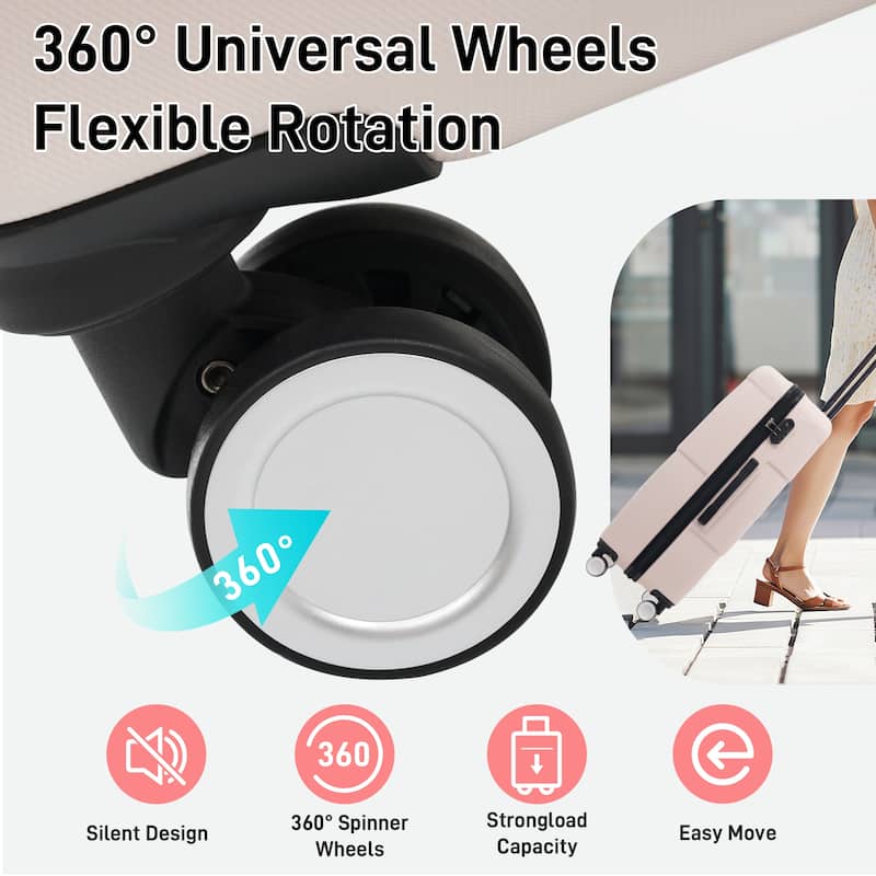 Hardshell Luggage Sets 6 Piece with 2 Bags,Carry on Suitcase with Handle Password Lock Double Spinner Wheels