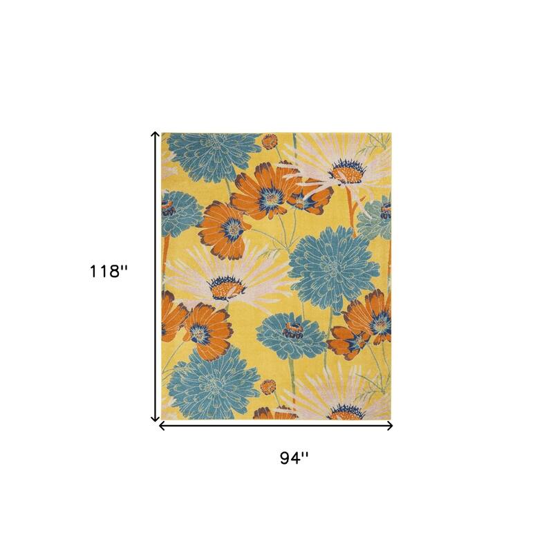 Power Loomed Floral Low Pile Durable Area Rug - 118' X '94' X '0.25